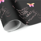 "Happy (Custom) Wedding Jubileum" Zwart Cadeaupapier (Rol Hoek)