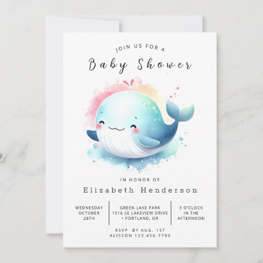 Happy Custom Whale Baby shower Kaart (Voorkant)