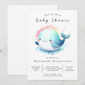Happy Custom Whale Baby shower Kaart (Voorkant / Achterkant)