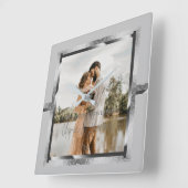 Happy Custom Year Jubileum, Modern Silver Grey Vierkante Klok (Hoek)