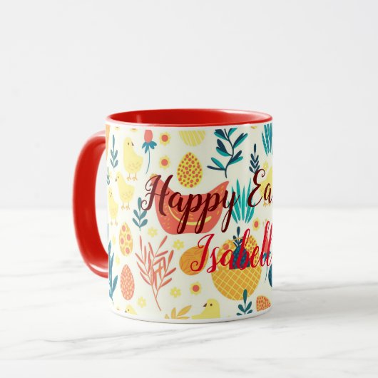 Happy Customize Easter Cute  Chicken Mok (Voorkant links)