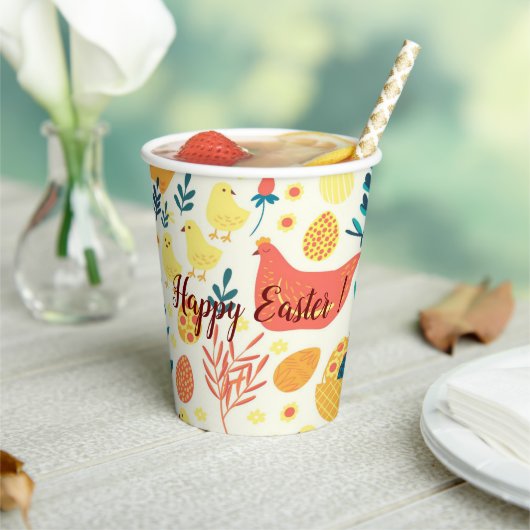 Happy Customize Easter Cute Chicken Papieren Bekers (Insitu)