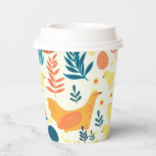 Happy Customize Easter Cute Chicken Papieren Bekers (Achterkant)