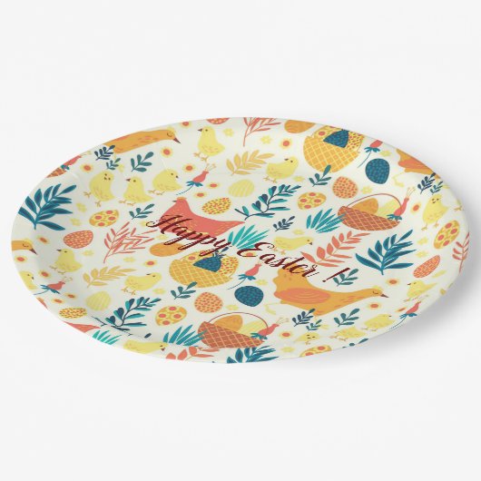 Happy Customize Easter Cute  Chicken Papieren Bordje (Gekanteld)