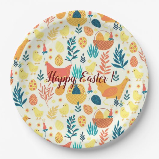 Happy Customize Easter Cute  Chicken Papieren Bordje (Voorkant)