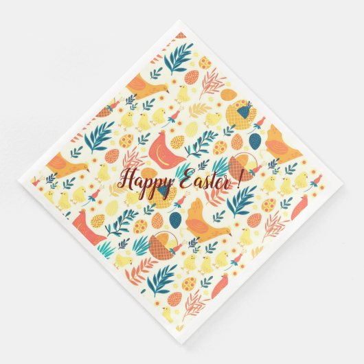Happy Customize Easter Cute Chicken Servet (Hoek)