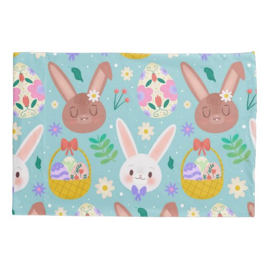 Happy Customize Easter Cute Rabbits Kussensloop (Achterkant)