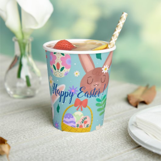 Happy Customize Easter Cute Rabbits Papieren Bekers (Insitu)