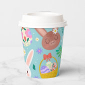 Happy Customize Easter Cute Rabbits Papieren Bekers (Achterkant)