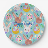 Happy Customize Easter Cute Rabbits Papieren Bordje (Voorkant)