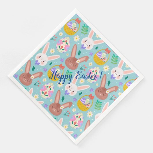 Happy Customize Easter Cute Rabbits Servet (Hoek)