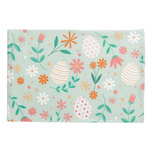 Happy Customize Easter Egg Floral Kussensloop (Achterkant)