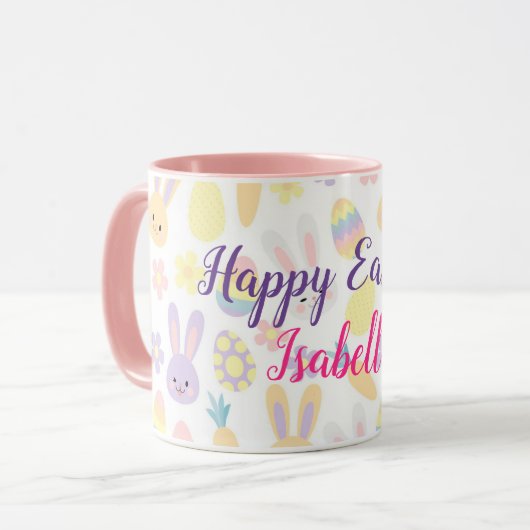 Happy Customize Easter Paars Rabbit Mok (Voorkant links)