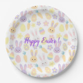 Happy Customize Easter Paars Rabbit Papieren Bordje (Voorkant)