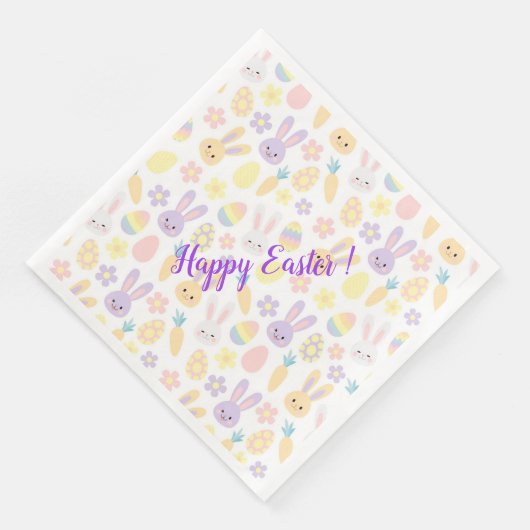 Happy Customize Easter Paars Rabbit Servet (Hoek)
