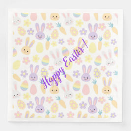 Happy Customize Easter Paars Rabbit Servet