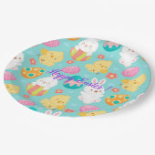 Happy Customize Easter Rabbit and Chicken Papieren Bordje (Gekanteld)