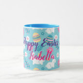 Happy Customize Easter Rabbit Floral Mok (Midden)