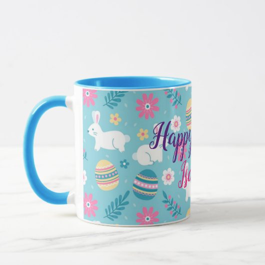Happy Customize Easter Rabbit Floral Mok (Links)