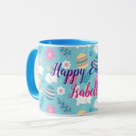 Happy Customize Easter Rabbit Floral Mok