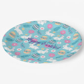 Happy Customize Easter Rabbit Floral Papieren Bordje (Gekanteld)