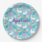 Happy Customize Easter Rabbit Floral Papieren Bordje (Voorkant)