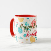 Happy Customize Easter  Red Egg Floral Mok (Voorkant links)