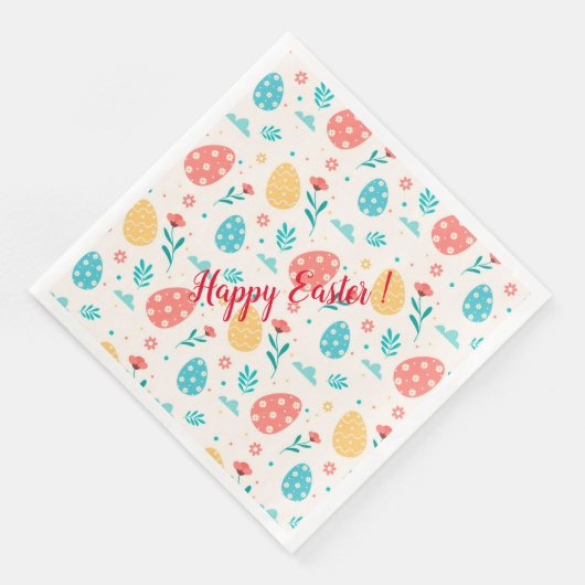 Happy Customize Easter  Red Egg Floral Servet (Hoek)