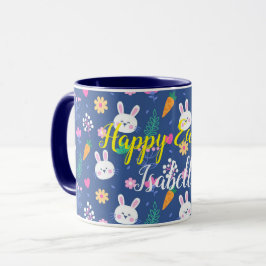 Happy Customize Easter White Love Rabbit Mok