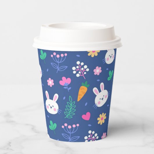 Happy Customize Easter White Love Rabbit Papieren Bekers (Achterkant)