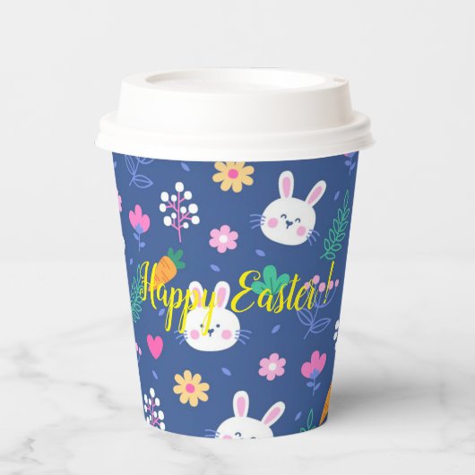 Happy Customize Easter White Love Rabbit Papieren Bekers (Voorkant)
