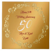 Happy Customize Gold 50th Anniversary Tegeltje (Voorkant)