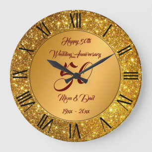 Happy Customize Gold Glitter 50th Jubileum Grote Klok