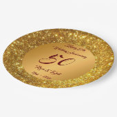 Happy Customize Gold Glitter 50th Jubileum Papieren Bordje (Gekanteld)