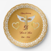 Happy Customize Gold Lace Jubileum Papieren Bordje (Voorkant)