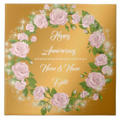 Happy Customize Gold Rose Anniversary Tegeltje (Voorkant)