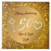 Happy Customize Love Gold 50th Anniversary  Tegeltje (Voorkant)