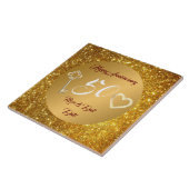 Happy Customize Love Gold 50th Anniversary  Tegeltje (Zijkant)