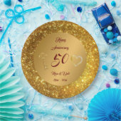 Happy Customize Love Gold 50th Jubileum Papieren Bordje (Feest)