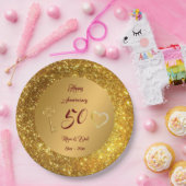 Happy Customize Love Gold 50th Jubileum Papieren Bordje (Feest)