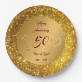 Happy Customize Love Gold 50th Jubileum Papieren Bordje (Voorkant)