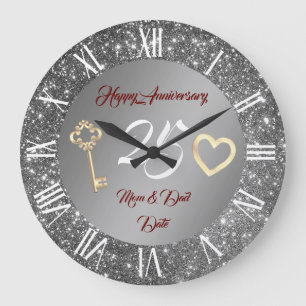 Happy Customize Love Silver 25th Jubileum Grote Klok