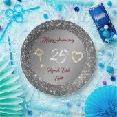 Happy Customize Love Silver 25th Jubileum Papieren Bordje (Feest)