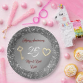 Happy Customize Love Silver 25th Jubileum Papieren Bordje (Feest)