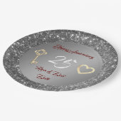 Happy Customize Love Silver 25th Jubileum Papieren Bordje (Gekanteld)