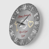 Happy Customize Love Zilver 25e Verjaardag Grote Klok (Hoek)