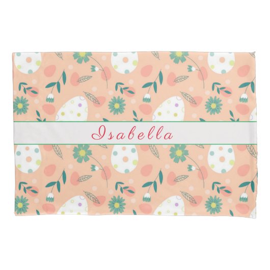 Happy Customize Oranje Easter Egg Kussensloop (Voorkant)