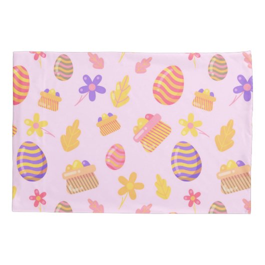 Happy Customize Paars Easter Pillow Hoesje Kussensloop (Achterkant)