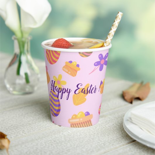 Happy Customize Paars Pasen Papieren Bekers (Insitu)