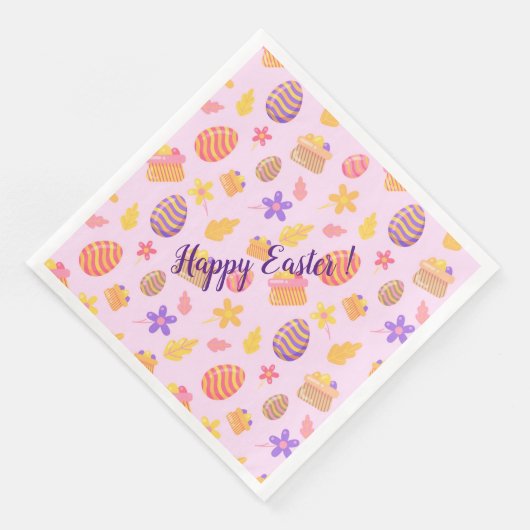 Happy Customize Paars Pasen Servet (Hoek)